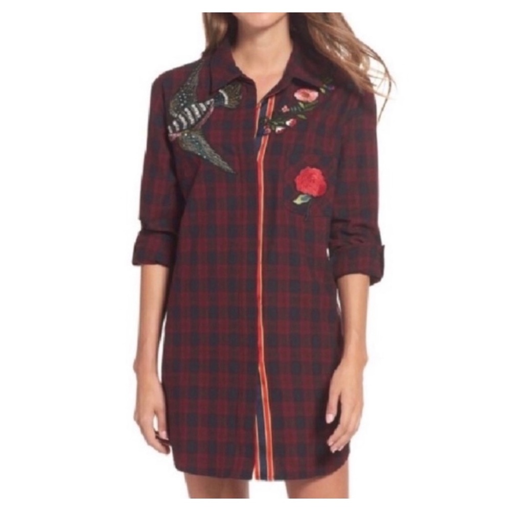 Sam Edelman Patchwork Flannel Sleep Shirt, NWT.